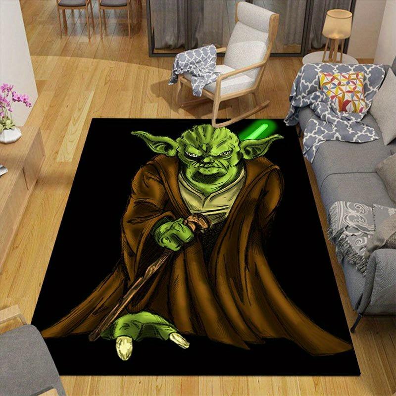 1pc Disney Star wars Yoda Pattern Carpet Area Rug Non slip Carpet Hand Washable Floor Mat Suitable For Living Room Bedroom Home Decor