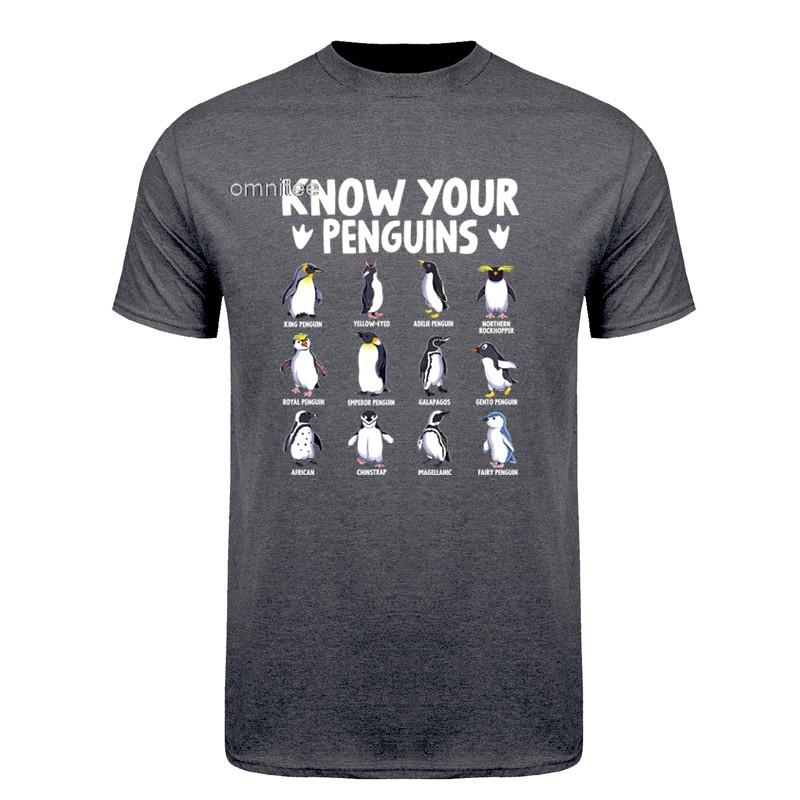 Know Your Penguins T Shirt Funny Penguin Species TShirt Cool Gift Streetwear Short Sleeve T Shirt Tops HJ018