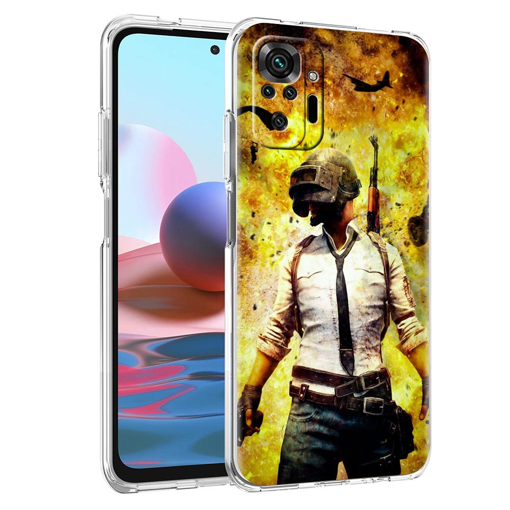 Game PUBG Phone Case Cover for Redmi Note 10 11 12 7 8 8T 9 K40 Gaming 9A 9C Pro Plus Transparent Silicone Shell Coque Capas Bag