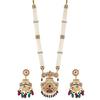01 Jewellery Set Gold Plated Long Necklace Hyderabadi Design Pearl Peacock Necklace Set With Earring Jewellery For Women & Girls