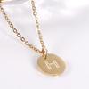 18K Gold Stainless Steel Minimalist Letter Necklace with 26 Round Pendant Options