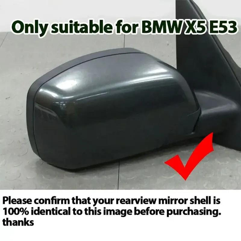 For BMW X5 E53 1999 2000 2001 2002 2003 2004-2006 Car Rearview Side Mirror Cover Wing Cap Exterior Door Trim Adhesive Sticker