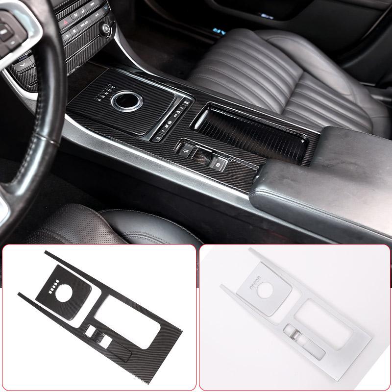 For Jaguar F-PACE XE XEL XF XFL 2016-2020 ABS Carbon Fiber Car Central Gear Shift Water Cup Holder Panel Cover Trim Sticker