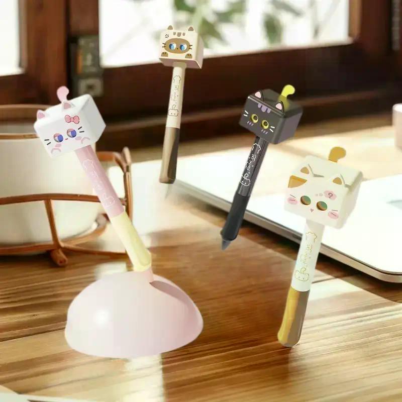 1/4Pcs Cute Cat Gel Pen 0.5mm Black Ink Smooth Ballpoint Pen Stress Relief Quick Drying Neutral Pen School Office