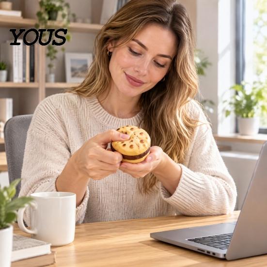 Quiet Sensory Toys for Classroom Realistic Cookie Squishy Stress Relief Toy, Soft Fidget Ball, Novelty Gifts Coworkers Cute Baked Portable Hand