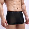 Soutong See Through Men Underpants Solid Color Mesh Yarn Mid Waist Transparent Thin Boxer Underwear for Daily Wear