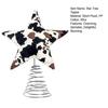 Soft Fabric Star Tree Topper Plush Star Christmas Treetop Ornament with Milk Cow Pattern for Farmhouse Holiday Home Decor