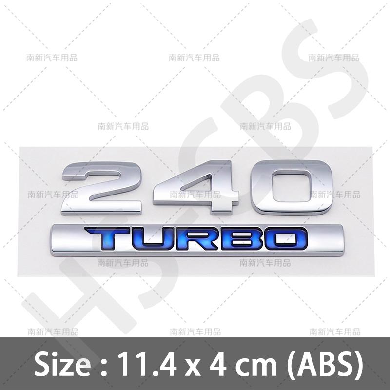 AAYI1  ABS 260 220 370 240 180 230 Letter Turbo Displacement Logo Turbo Rear Trunk Emblem Badge Stickers Accessories Car Styling
