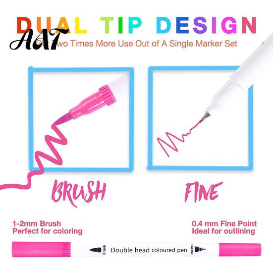 Art Enlightenment Tools Drawing Markers Set, with Brush And Fine Point Tips, Washable Pens Water-soluble Ink Supplies, for Hand-Drawn Creation
