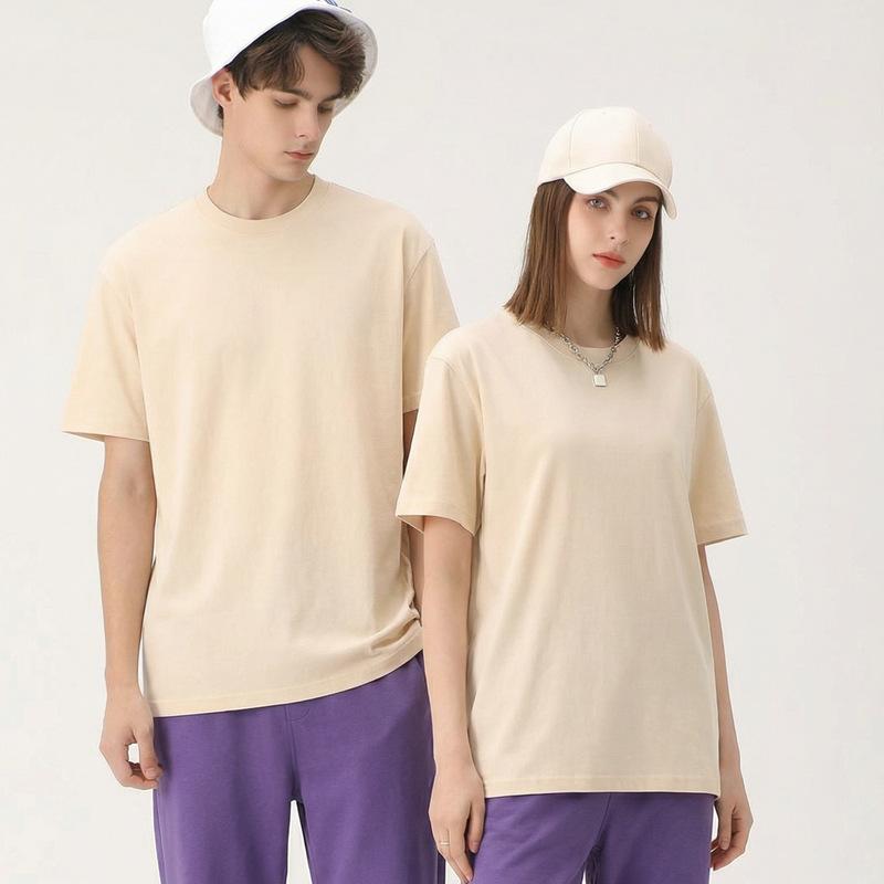 European Size 24 Combed Cotton Round Neck Front Shoulder Short-Sleeved T-Shirt Casual Solid Color Men'S Versatile Blank T-Shirt
