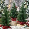 Youqi Mini Christmas Tree with Red and Black Plaid Base - Creative Desktop Decoration