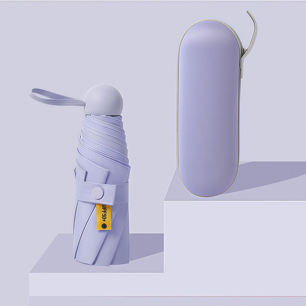 Compact Capsule Sun and Rain Umbrella: Thickened, UV-Protected, Dual-Use, Folding Black Glue Design