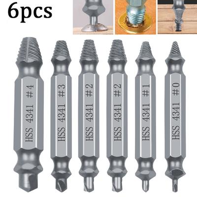 6Pcs Damaged Screw Extractor Set Double Ended Stripped Removers Hand Tool with Case