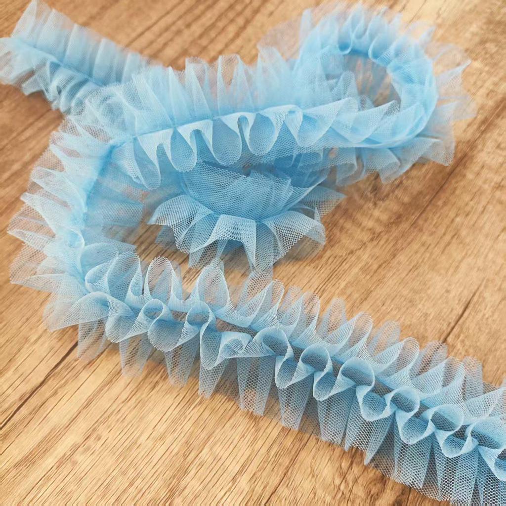 3D Pleated Mesh Lace for DIY Women's Clothing: Doll Dress, Scarf, Hat, Umbrella Decoration – Multiple Colors Available.