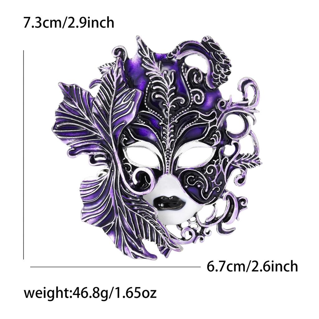 Vintage Palace Embossed Face Mask Brooch Men Women Costume Accessories Corsage Pin Jewellery Gifts