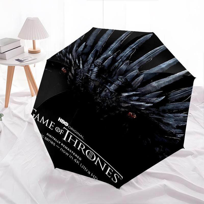 1pc Game of Thrones 4K Ultra HD Automatic Folding Umbrella - Compact 8-Rib Design, Durable Plastic & Iron1056L