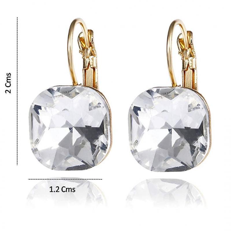 Square Diamond Cut Crystal Drop Earrings