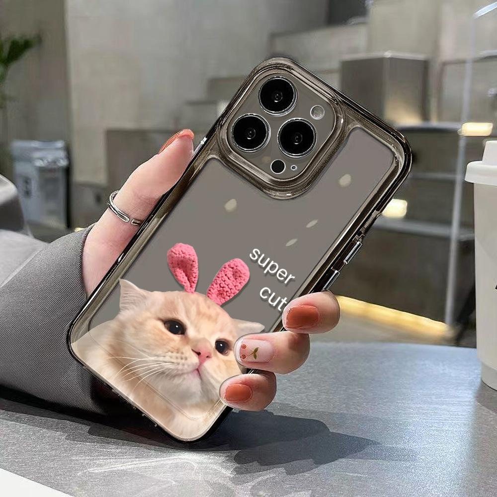 Applicable To iPhone17Pro Cute Cat Space Phone Case Apple 16promax Soft Case 15/14 Fine Hole Generation