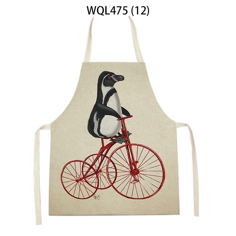 Cartoon Dog Printed Sleeveless Kitchen Aprons Animal Rabbit Fox Pattern Cooking Baking Waist Bib Household Cleaning Pinafore