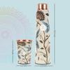 Láhev na vodu z čisté mědi 900 ml se skleněnou sadou Best Tamba v tištěném designu (900 ml 2x 300 ml)