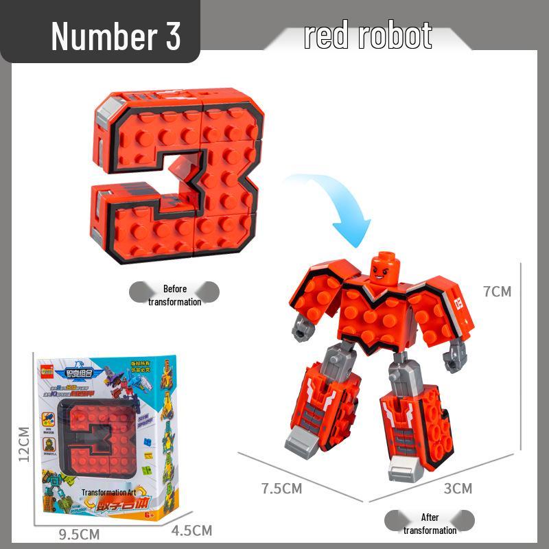 Number Transforming Robot Toy Set for Kids: 0-9 Educational Assembly for Elementary Students
