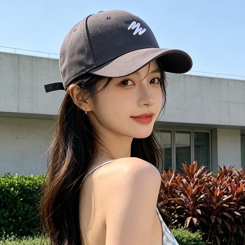 Fashion Hat, American letter embroidered duckbill cap for women, spring/summer wide-brimmed deepened face-flattering sun-shield baseball cap for men