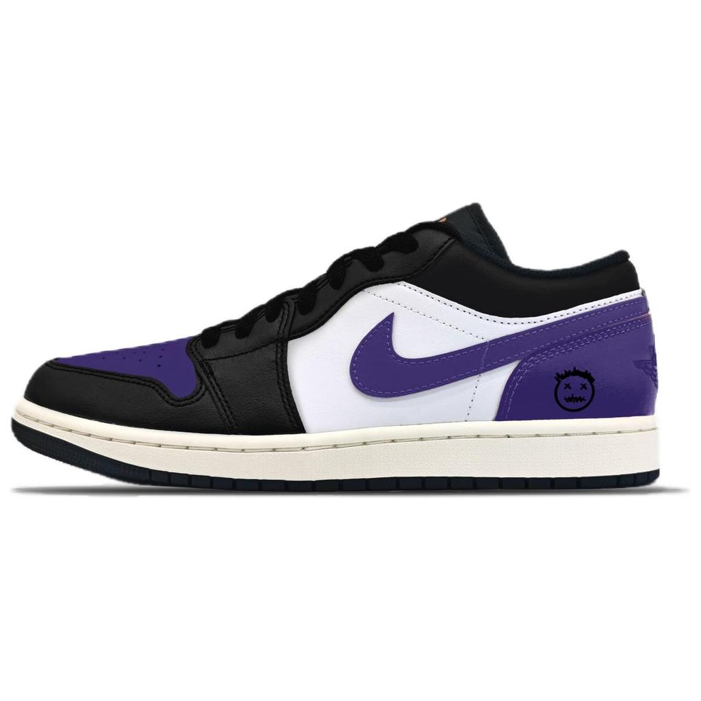 Jordan Air Jordan 1 Abrasion Resistant Abrasion Resistant Low top Vintage Basketball Shoes Unisex Purple Black 553558-081(Team1020-)