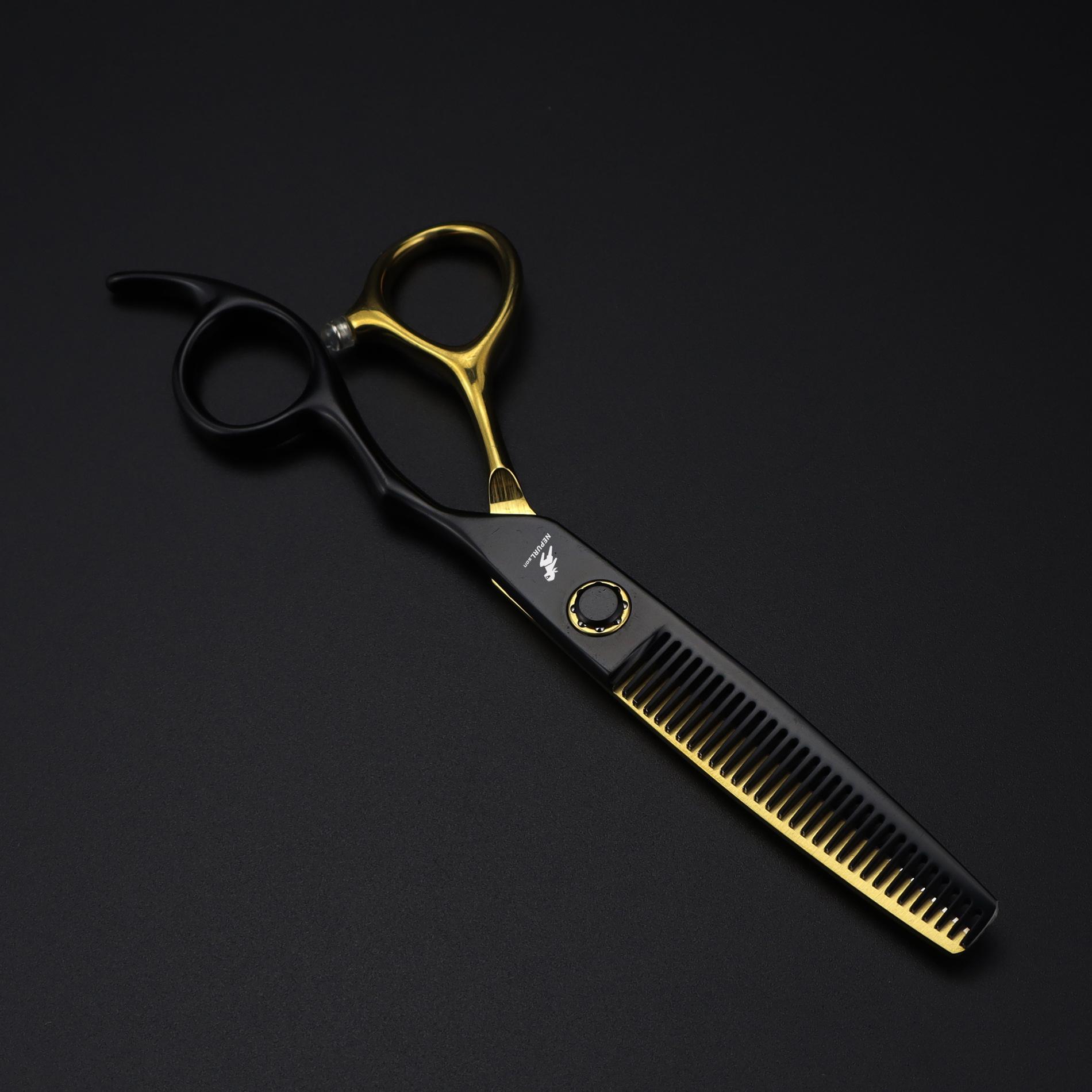 

Black Gold Bearing Model, Nimpson Hair Scissors, Haircut, Flat Scissors, Bangs, Tooth Scissors, Thin Scissors Black gold dental scissors