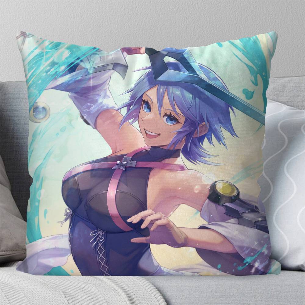 Kingdom Hearts Anime Aqua Pillow Case Fashion Square Pillowcase Bedroom Sofa Room Ins Decoration Leisure