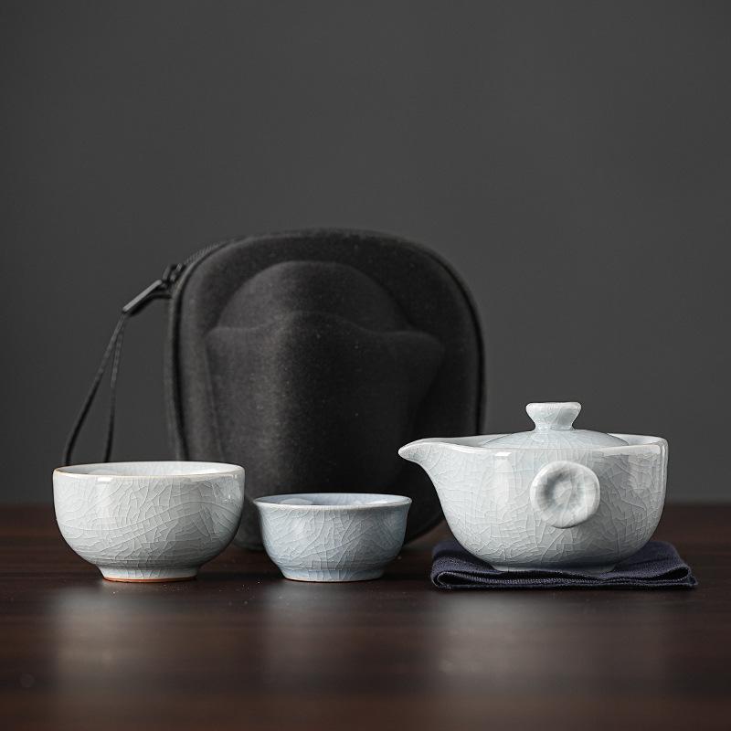 Creative Ceramic Quick Tea Cup One Pot Two Cups Portable Car Travel Tea Brewing Pot Kung Fu Tea Set