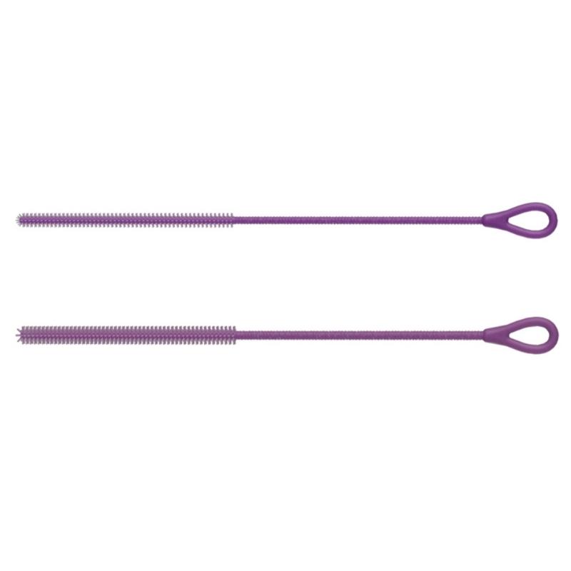 2Pcs Silicones Straw Cleaning Brush Set with Bendable Steel Safe