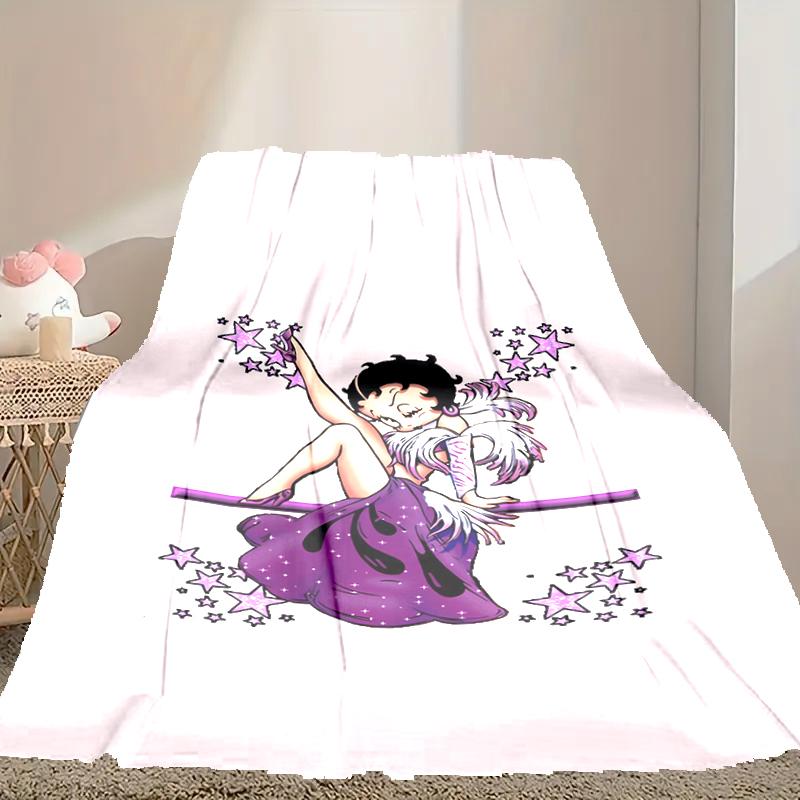 1pc Betty Boop Blanket, Home Printed Throw Blanket - Soft Blanket Gift for Family, Washable Sofa Bed Blanket