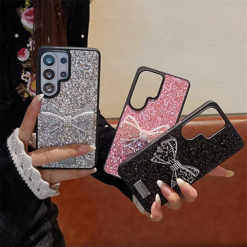 New 2026 Luxury Glitter Rhinestone Bow Case For Samsung Galaxy S26 Ultra INS Elegant Shockproof Protective Cover 3 Colors