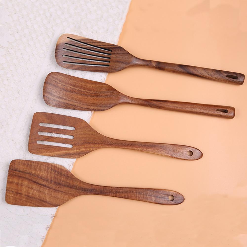 Anti-scalding Leakage Shovel Solid Wood Stir Fry Spatula Long-handled Shovels  Fried Egg