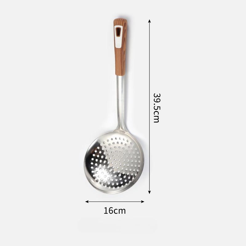 Thickened Stainless Steel Colander with Wooden Handle Grease-separated Noodle Drain Household Cooking Utensils for Cooking
