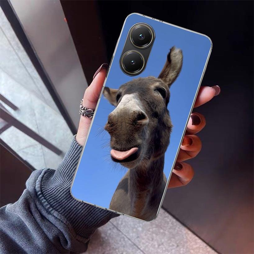 Funny Donkey Phone Case For Xiaomi Poco X5 X6 X7 Pro F7 Ultra M7 Redmi 15C 15 13C 13 12C 12 10 10C 10A 9 9C 9T 9A Cover Poco X3