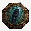 Jungle Jaguar Ritual pattern umbrella, portable and foldable design, 8 ribs, a casual accessory for Halloween, Christmas, and birthday gifts.