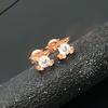 Rose Gold Plated Fashion Pure Purple Gold Earrings, Small Bull'S Head White Zircon Exquisite Stud Earrings.
