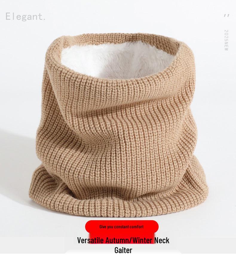 2025 Autumn-Winter Velvet Knit Neck Warmer: Windproof, Warm, Versatile Scarf in Solid Color