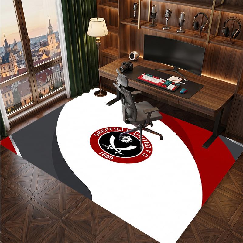 Sheffield United Football Print Crystal Velvet Rug, Comfortable Water Absorbent Non Slip Indoor Floor Carpet