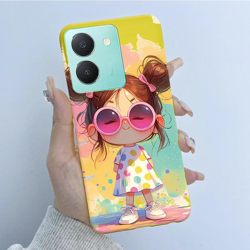 For Vivo Y27s Case Vivo Y36 Russian Cover Beautiful Butterfly Flower Girls Design Bumper Shell For Vivo V2247 V2322 Back Housing