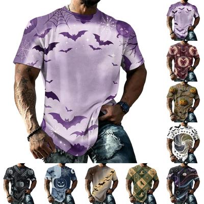 Men's Halloween Vintage Short Sleeve T Shirt Loose Breathable Summer Sports Streetwear Casual Everyday Top Lightweight Comfortable Fit