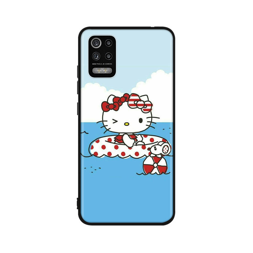 KT67 Hello Kitty Cartoon Case for iPhone 16 15 Plus 14 13 12 11 Pro 8 7 6S 6 SE 5S X XR XS Max Realme C30 C33 C31 9I Huawei P30 Black Sofe Cover