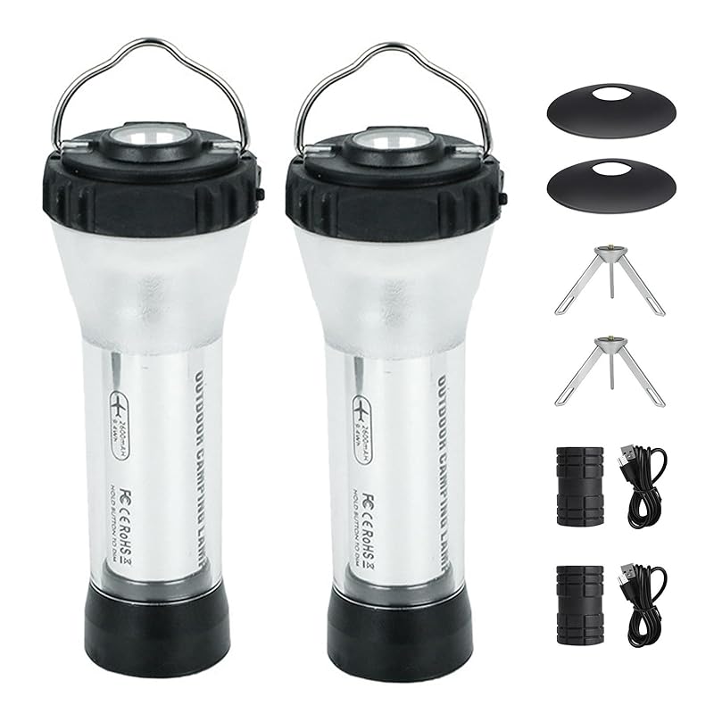 SEKIDAR Rechargeable LED Lantern, Pack of 2, with Flashlight Function, Camping Lantern, High Brightness, 3 Light Modes, Multifunctional Mini Lantern