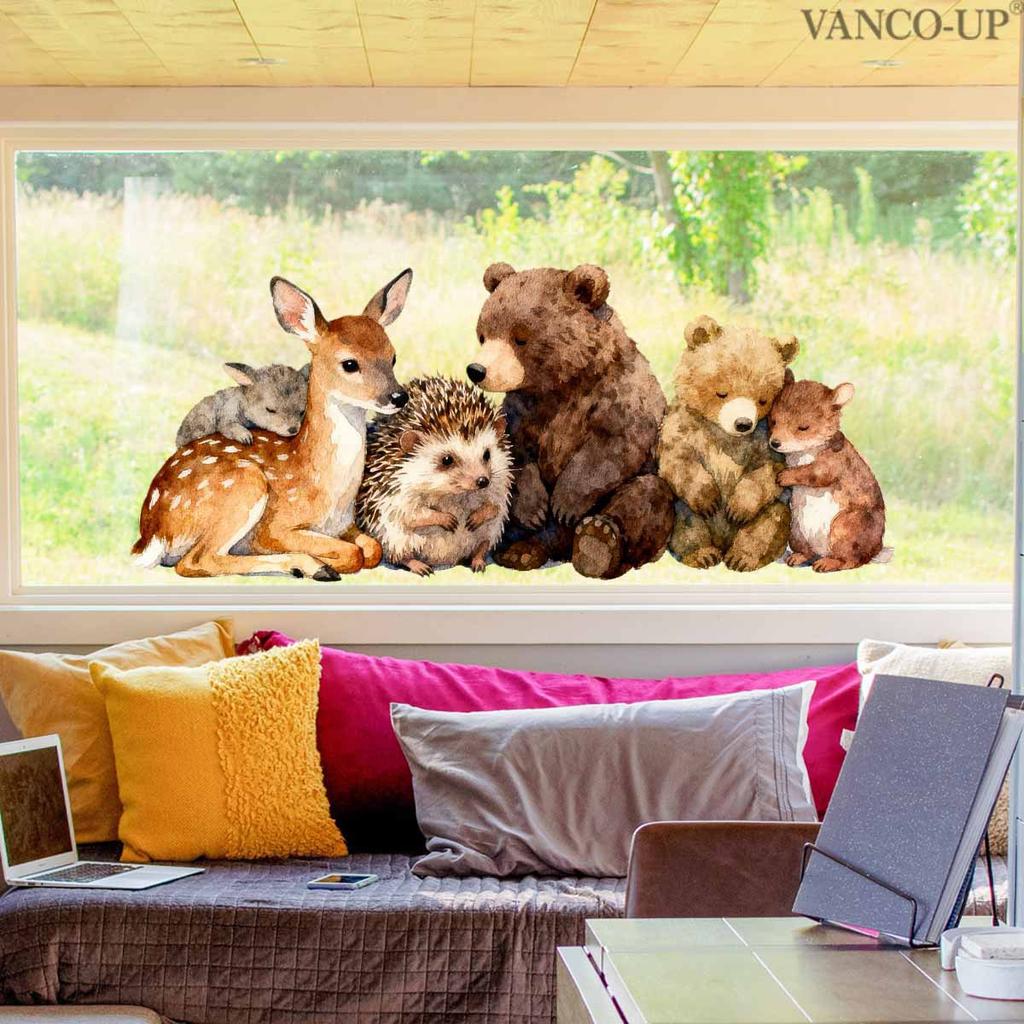 Creative Cartoon Animal Butterfly Static Window Stickers, No Glue Removable Glass Decals for Home Decor