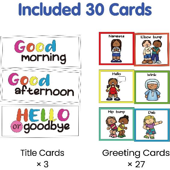 Auchq Morning Meeting Greetings Classroom Chart, Preschool Kindergarten Elementary Teacher Supplies for Classroom Must Haves, Social Greetings for