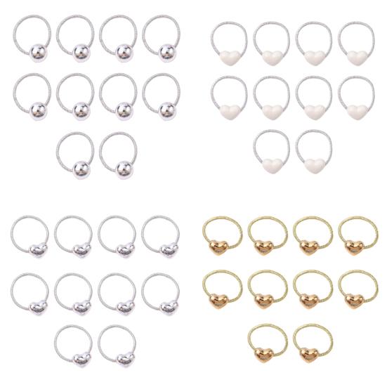 10Pcs Hair Rope Super Elastic Soft Fabric Heart-Shaped Hair Ties Holiday Hair Decorations DIY Hairstyle Accessories