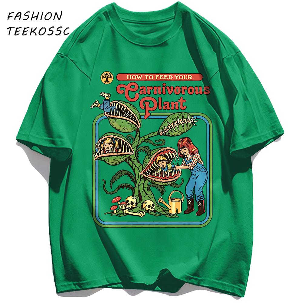 

Earnivorous Plantprint T Shirt Men Summer AllMatch Streetwear Colour Fashion ONeck Clothing Cotton Oversized Man TShirts 3XL