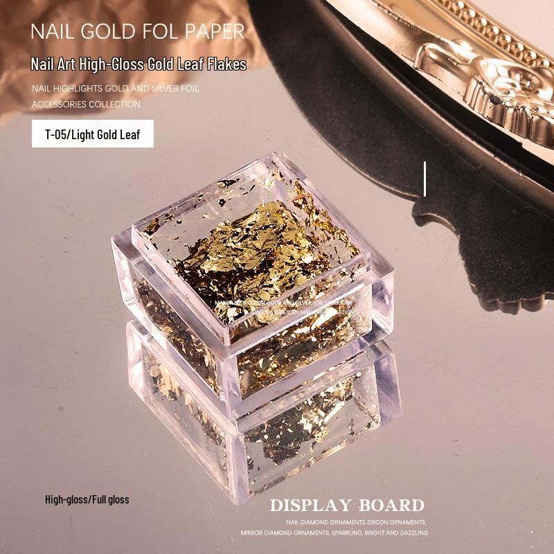Высокоглянцевые золотые и серебряные хлопья и наклейки для фольгирования ногтей