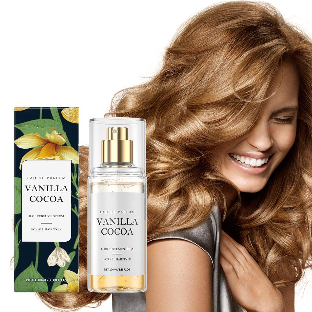 Vanilla Cocoa Hair & Body Mist, Dual-Action Fragrance Spray for Fresh Scent, Moisturizing Perfume Mist for Hair and Skin, Long-Lasting Sweet Aroma